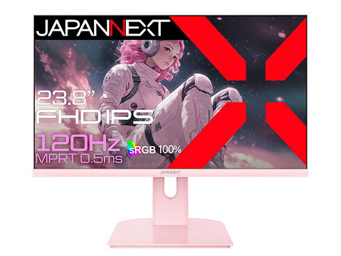 JAPANNEXT JN-IPS238G120F-PK ゲーミング液晶ディスプレイ 23.8型/ 1920×1080/ HDMI×1、VGA×1/ ピンク/ スピーカー有/ 2年保証