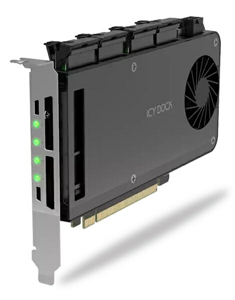 ICY DOCK MB204MP-B 4 x M.2 NVMe SSD搭載用リムーバブルアダプタ PCIe5.0 x16拡張スロット用（PCIe分岐機能が必要） - Image 2