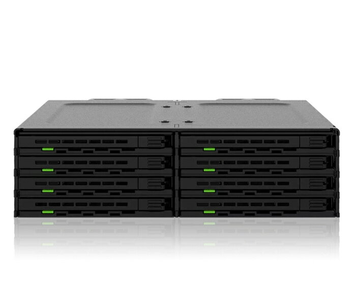 ICY DOCK MB038SP-B 8 x 2.5インチ SAS/ SATA HDD/ SSD搭載用リムーバブルケース 5.25インチベイサイズ