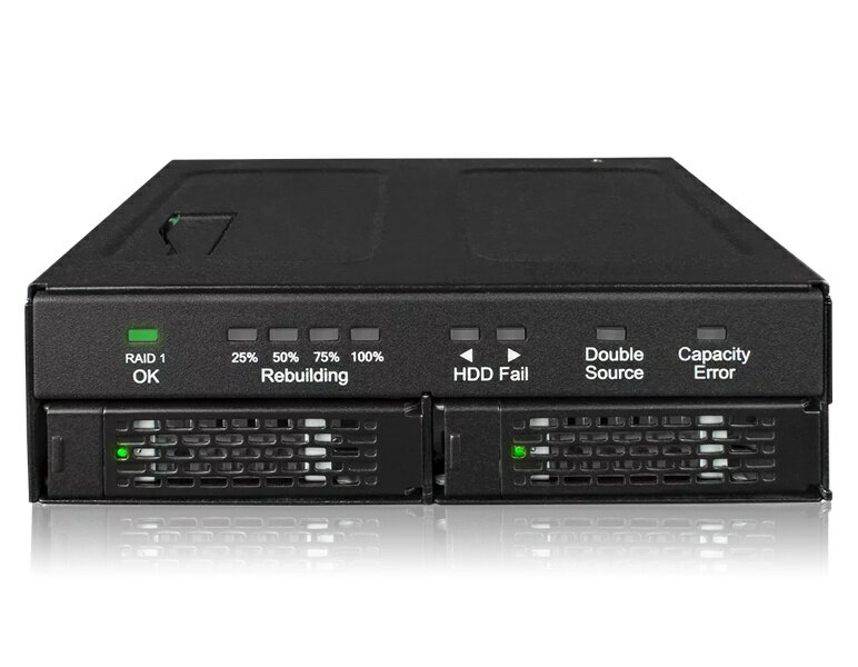 ICY DOCK MB902SPR-B R1 2.5インチ SATA HDD/ SSD搭載用RAIDユニット 5.25インチベイサイズ RAID 1 ＆ JBODモード対応