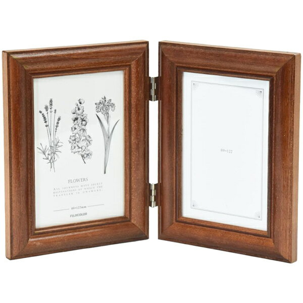 浅沼商会 408434 FUJICOLOR 木製フォトスタンド 4522TL Lサイズ×2面 ブラウン