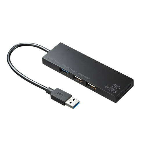 USB3.1+2.0コンボハブ カードリーダー付き（ブラック） 詳細スペック USB規格USB仕様Ver3.2Gen1(USB3.1/3.0)準拠(USBVer2.0/1.1上位互換) ダウンストリームポート数3 アップストリームポート数1 最大通信速度5000Mbps 電源バスパワー 対応OSWindows11、10、8.1、8、7、macOS11、macOS10.12〜10.15、MacOSX10.6.5〜10.11、ChromeOS 本体サイズ(H)36mm 本体サイズ(W)110mm 本体サイズ(D)10mm 電気用品安全法(本体)非対象 電気用品安全法(付属品等)非対象 電気用品安全法(備考)電源に直接接続しないため