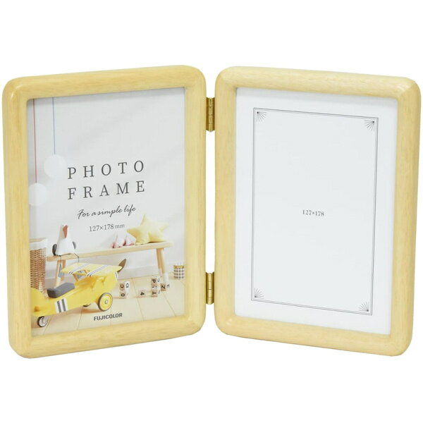 浅沼商会 408281 FUJICOLOR 木製フォトスタンド 4601TK 2Lサイズ×2面 木地