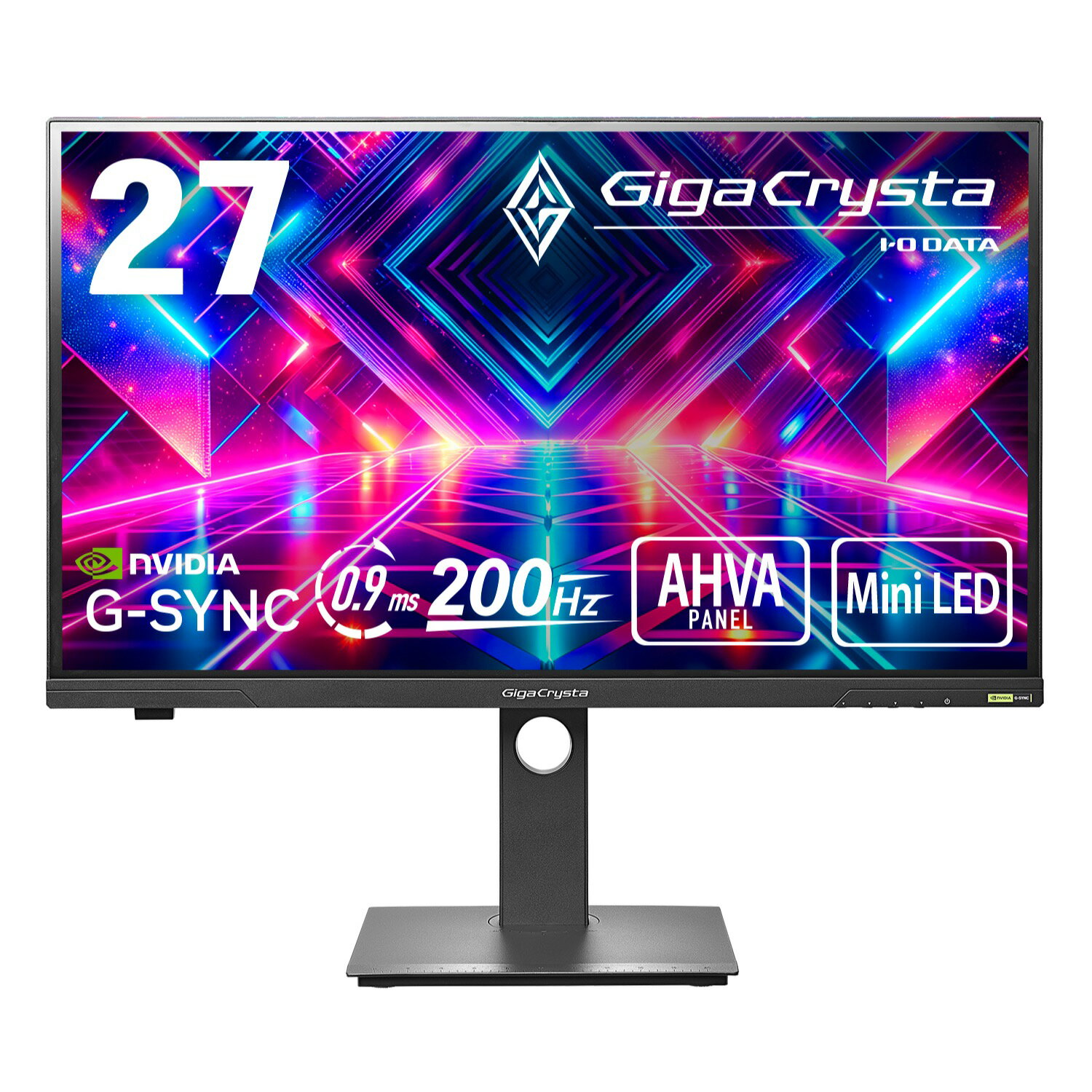IODATA EX-GDQ271JLAQ ゲーミング液晶ディスプレイ 27型/ 2560×1440/ HDMI(HDCP 2.3)×2、DisplayPort(HDCP 2.2)×1/ ブラック/ スピーカー：あり/ 200Hz対応＆Mini LED採用！/ WQHD/ 「無輝点保証」