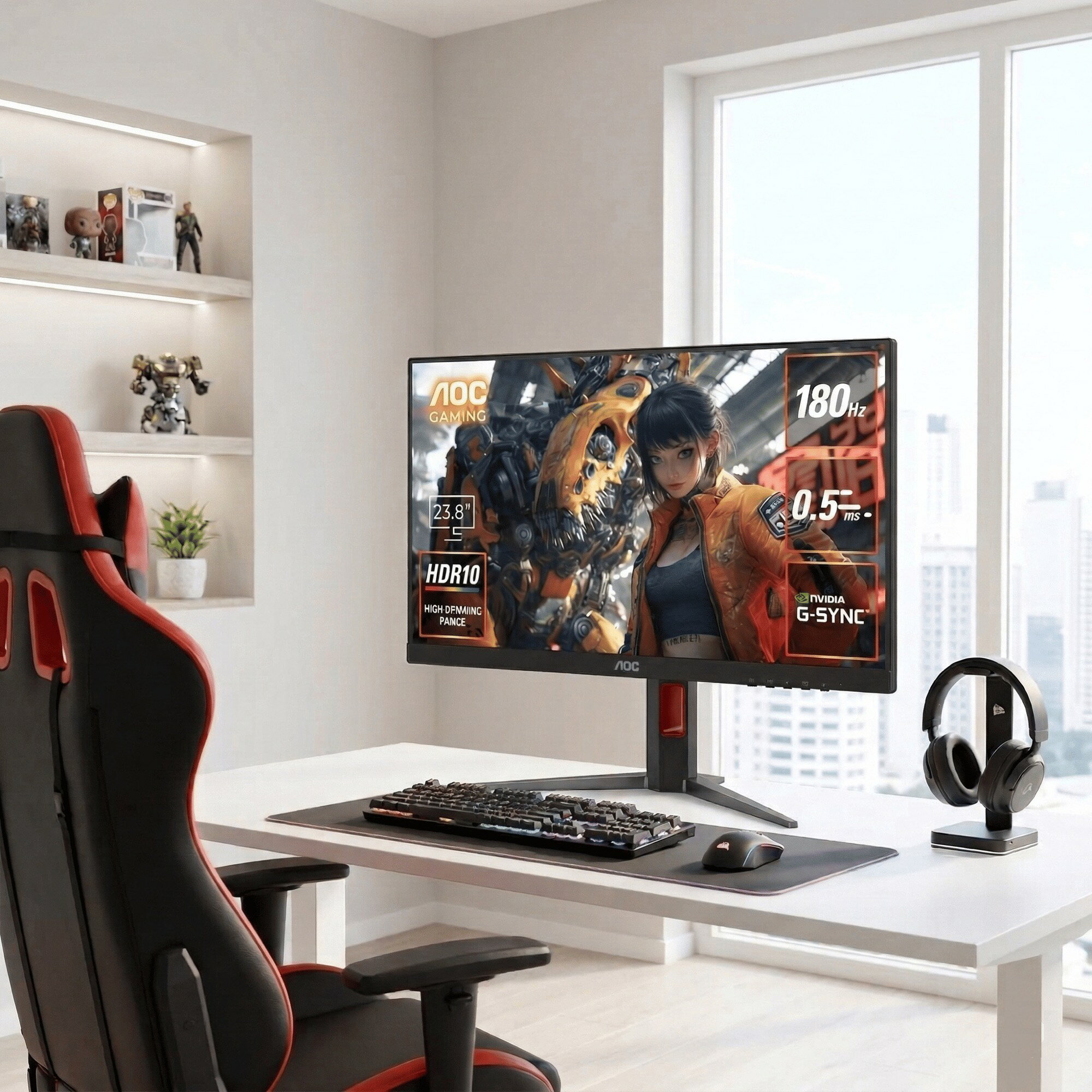 AOC 24G4/11 ゲーミング液晶ディスプレイ 23.8型/ 1920×1080/ HDMI、DisplayPort/ ブラック/ スピーカー：なし