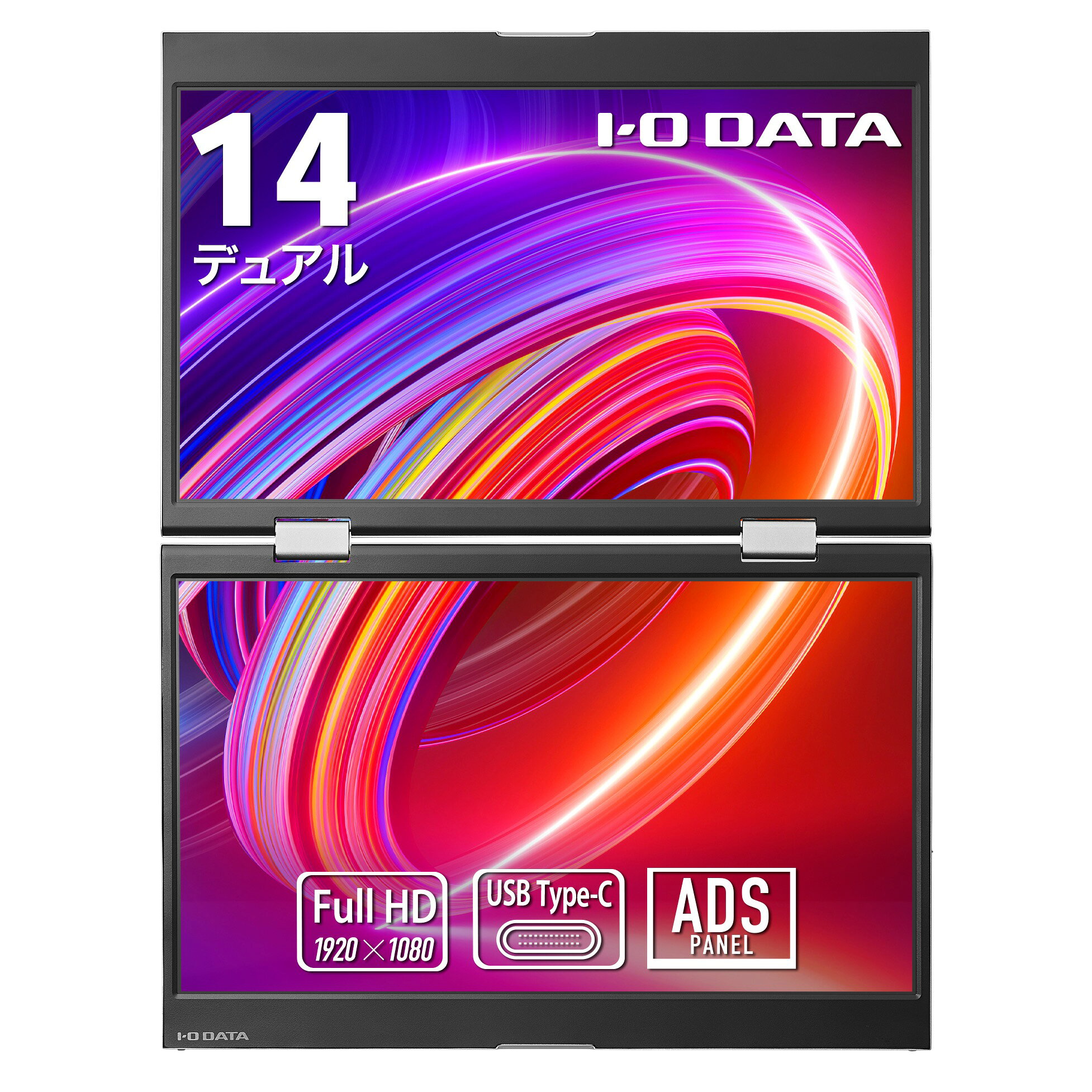 樂天商城 - IODATA EX-YC1412D モバイルディスプレイ 14型/ 1920×1080/ HDMI(ミニ)、USB Type-C(DisplayPort Alt Mode)/ シルバー/ スピーカー：なし/ 2画面表示!14型デュアルモバイルディスプレイ