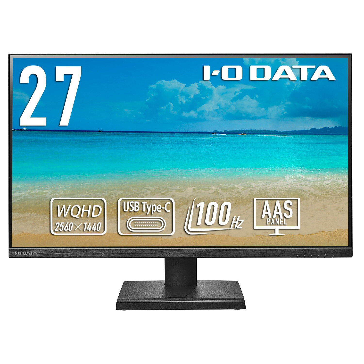 アイオーデータ EX-CQ270SA ワイド液晶ディスプレイ 27型/ 2560×1440/ HDMI、DisplayPort、USB Type-C/ ブラック/ スピーカー：あり/ USB Type-C搭載でノートPCへの給電可能/ WQHD対応/ 100Hz
