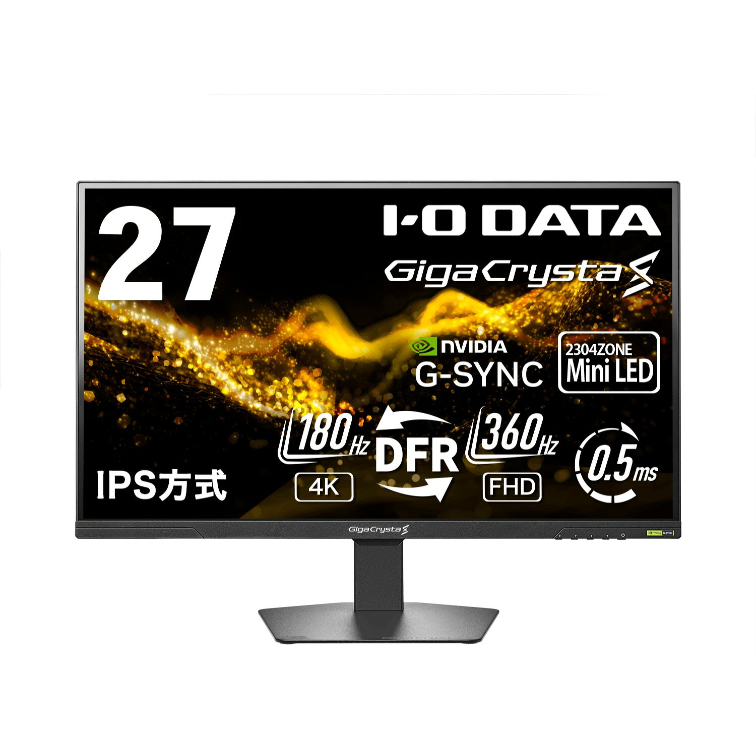 アイオーデータ EX-GDU271JLAQD ゲーミング液晶ディスプレイ 27型/ 3840×2160/ HDMI(HDCP 2.3)×2、DisplayPort(HDCP 2.3)×1/ ブラック/ スピーカー：あり/ 二刀流DFR/ 4K Mini LED/ 広色域/ 「無輝点保証」