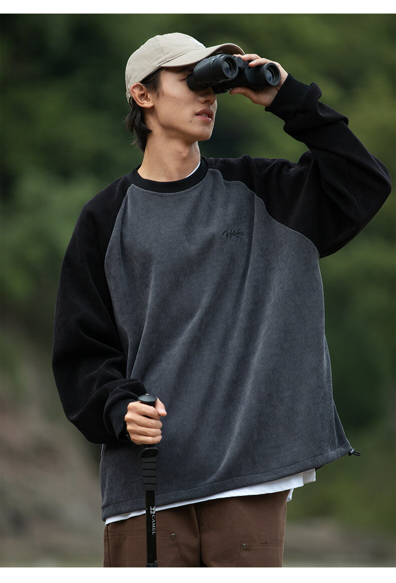 Rakuten - ☆新作☆　【2025秋冬春】メンズ レディース ユニセックス　ツートンロングTシャツ トレーナー ツートン ロンT ブラウン ブラック ペアルック シンプルトレーナー