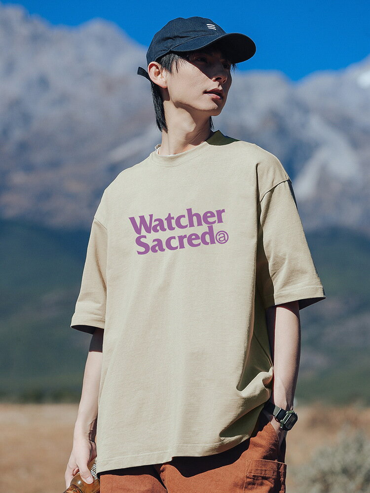 Rakuten - ユニセックス WatcherロゴプリントTシャツ 半袖Tシャツ メンズ レディース シンプル ストリート アメカジ カジュアル ワンポイント Tシャツ フロントロゴプリント POPロゴ ペアルック リンクコーデ 春夏 サマー インナー トップス 半袖