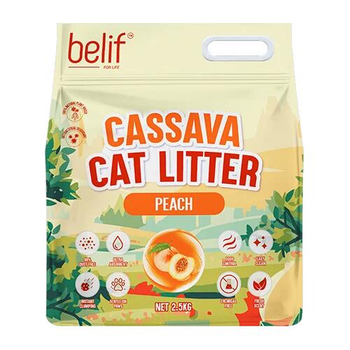 Rakuten - Belif　キャッサバ猫砂　ピーチ　2.5kg/6L【ビリーフ　猫砂　トイレ】 ○