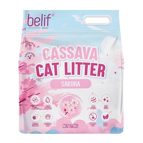 Belif　キャッサバ猫砂　桜　2.5kg/6L【ビリーフ　猫砂　トイレ】 ○