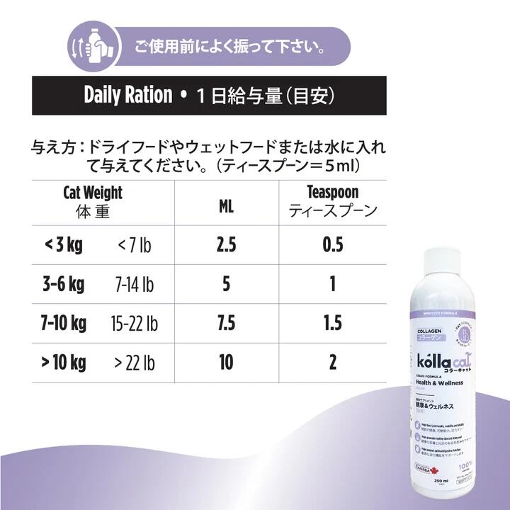 コラーキャット　猫用　250ml 【kólla cat　液体サプリメント 高純度・高吸収・高品質　加水分解コラーゲン配合】 　○ pluxe1-10017462 P&LUXE サンプル画像3