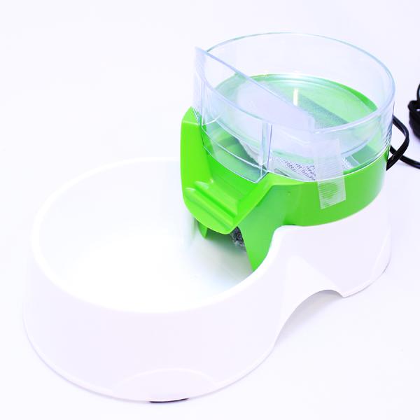Water Bowl - 2in1 ペットウォーター＆フード　フィーダー　グリーン【ペット給水器】 ○