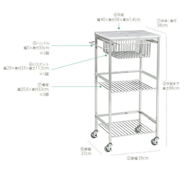 【楽天市場】送料無料 キッチンワゴン キャスター付き 大理石【あす楽16時まで】ポイント10倍マーブルトップトローリー S【smtb-F