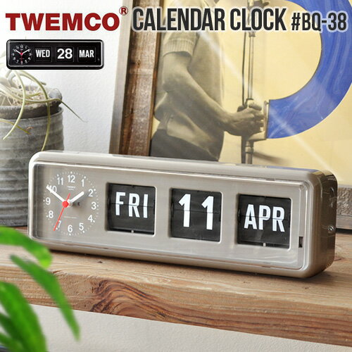 送料無料 置き時計 おしゃれ アナログ 壁掛け時計 トゥエンコ カレンダークロックTWEMCO CALENDAR CLOCK BQ-38パタパタ時計 置き掛け兼用時計 フリップカレンダー レトロ アンティーク◇ インテリア ミッドセンチュリー カフェ シンプル