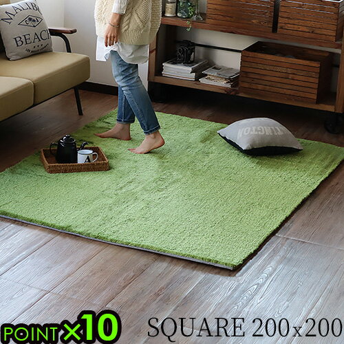 楽天plywood キッチン・インテリア雑貨芝生 ラグ 厚手 おしゃれ P10倍 送料無料BRID NEW GRASS RUG SQUARE 200x200ブリッド ニュー グラス ラグ スクエアふわふわ フカフカ 芝ラグ 暖かい グリーン 滑り止め 無地 人気◇床暖房 ホットカーペット対応 夏 冬 一年中 通販