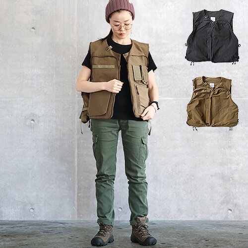 キャンプ ベスト アウトドア おしゃれ 男女兼用 送料無料AS2OV SHRINK NYLON CAMP VEST 2アッソブ シュリンクナイロンunby アンバイ メンズ レディース フィッシングベスト◇カメラ ミリタリーベスト ポケット 作業服 多機能