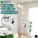 キャットタワー 突っ張り スリム 省スペース おしゃれ つっぱりオッポ キャットフォレスト2OPPO CatForest2 OT-669-702据え置き 多頭飼い ねこタワー キャットツリー 賃貸 白 天井 黒◇ インテリア かわいい ネコ 送料無料 P10倍