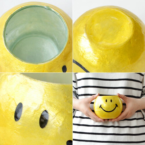 プランター おしゃれ 植木鉢 かわいい 【あす楽14時まで】ラウンドグラスプランター スマイリーフェイスROUND GLASS PLANTER SMILEY FACE[Mサイズ/プランターのみ]スマイル 二コちゃん ◇にこちゃんマーク 小物入れ カピス貝 ガラス ガーデン ギフト