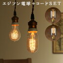 照明 電球 おしゃれ エジソン バルブ EDISON BULB ＋ BROWN CORD Tubular“Spiral”/Tubular“Squirrel cage” 天井照明 ペンダントライト 間接照明 カフェ オシャレ レトロ◇モダン プレゼント 贈り物 セット デザイン plywood