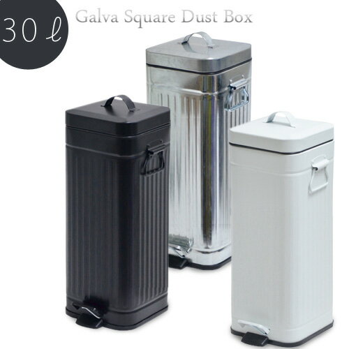 送料無料！【あす楽14時】 Galva Square Dust Box 30L ガルバ スクエア ダスト ボックス 30リットルごみ箱 ゴミ箱 ふた付き スリム ペダル キッチン リビング 大容量 ダストボックス 30リットル◇オシャレ雑貨 かわいい 可愛い おしゃれ 新生活 plywood デザイン