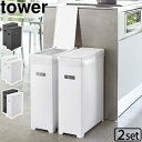 【選べる特典付】ゴミ箱 おしゃれ スリム 分別 キッチン ふた付き 角型 ごみ箱tower タワー スリム蓋付きゴミ箱 2個組ダストボックス おすすめ タワー ...