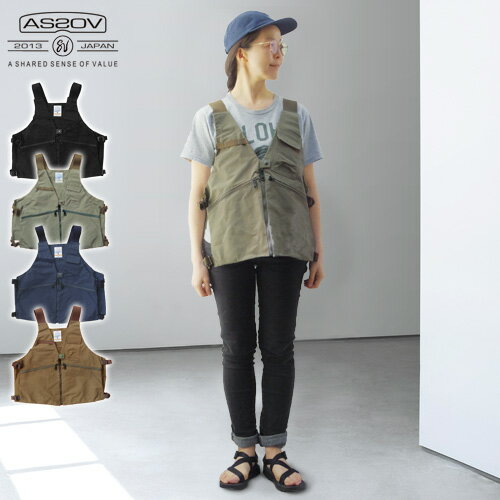 キャンプ ベスト アウトドア おしゃれ フリーサイズ送料無料AS2OV SHRINK NYLON CAMP VEST 3アッソブ シュリンクナイロン男女兼用 unby アンバイ メンズ レディース フィッシング カメラ ミリ…