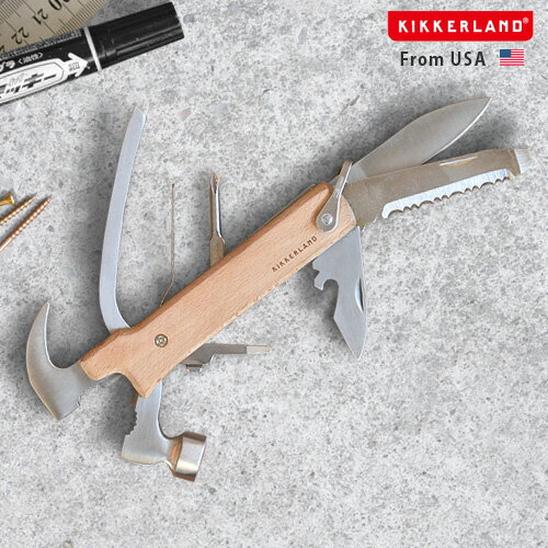 楽天plywood furniture十徳ナイフ マルチツール アウトドアグッズキッカーランド ウッドハンマーマルチツールKIKKERLAND Wood Hammer Multi-toolキャンプ用品 万能ナイフ 防災グッズ 携帯工具◇海外旅行 便利グッズ ハンマー ナイフ 栓抜き おしゃれ DIY F