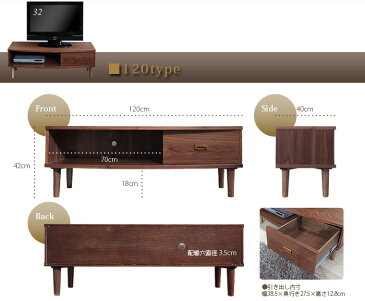 送料無料 (北海道・沖縄・離島除く) Noix ノワ テレビボード 120-type [ 天然木 木製 ] ダークブラウン ウォルナット テレビ台 TVボード TV台 【smtb-F】【メーカー直送品】 (T)