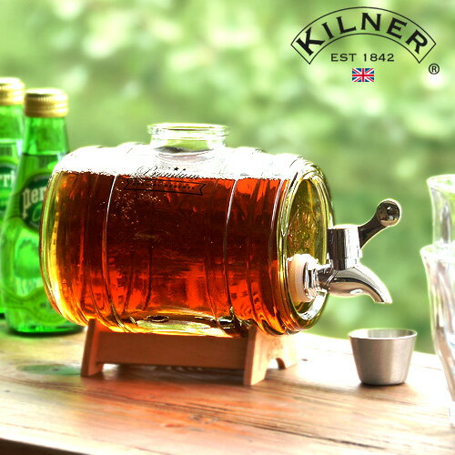 ドリンクディスペンサー ウイスキー 酒 ワイン サーバー【あす楽14時まで】KILNER BARREL DISPENSERキルナー バレルディスペンサー 1Lガラス 蛇口付き おしゃれ ヴィンテージ ホームパーティー◇アウトドア ギフト 父の日 誕生日 クリスマス サングリア