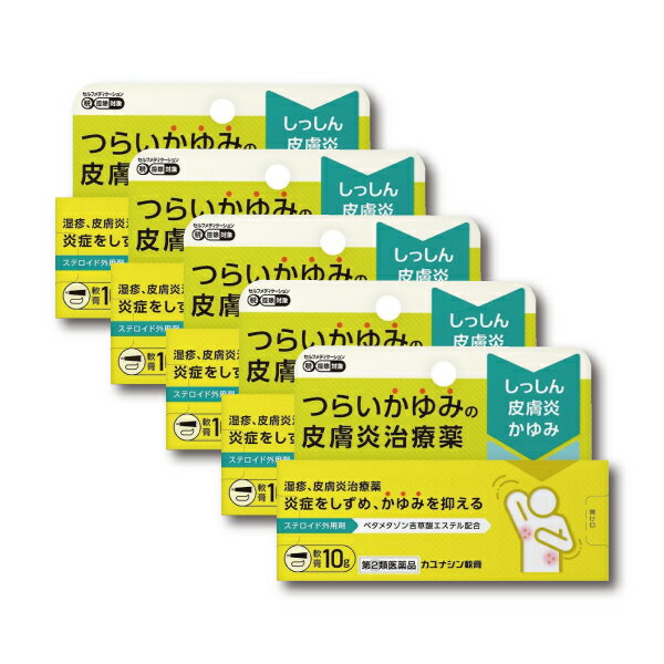 【5個】【ベタメタゾン軟膏】『カユナシン軟膏 10g』 つらいかゆみ 湿疹に 季節の肌トラブル改善 │皮膚炎 あせも かぶれ 虫刺され じんましん ベタメタゾン吉草酸エステル配合 ※セルフメディケーション対象【第(2)類医薬品】