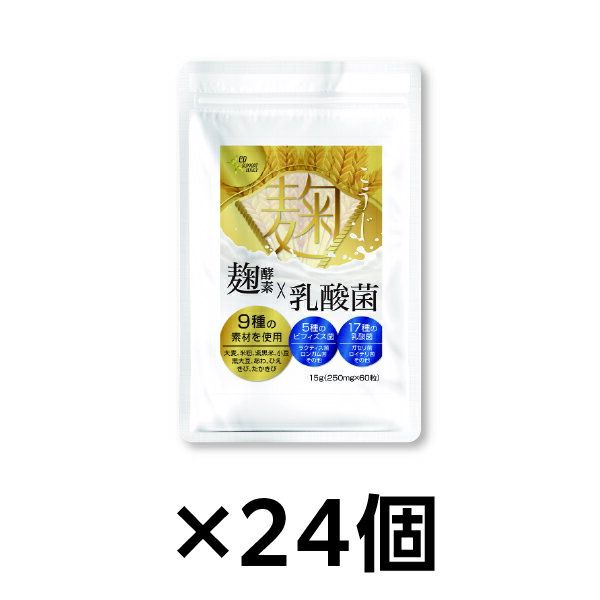【24個】『生こうじ酵素プラス乳酸菌60』麹 酵素 サプリ 乳酸菌 ビフィズス菌 穀物麹 発酵 健康維持 60粒 栄養補助食品 サプリメント