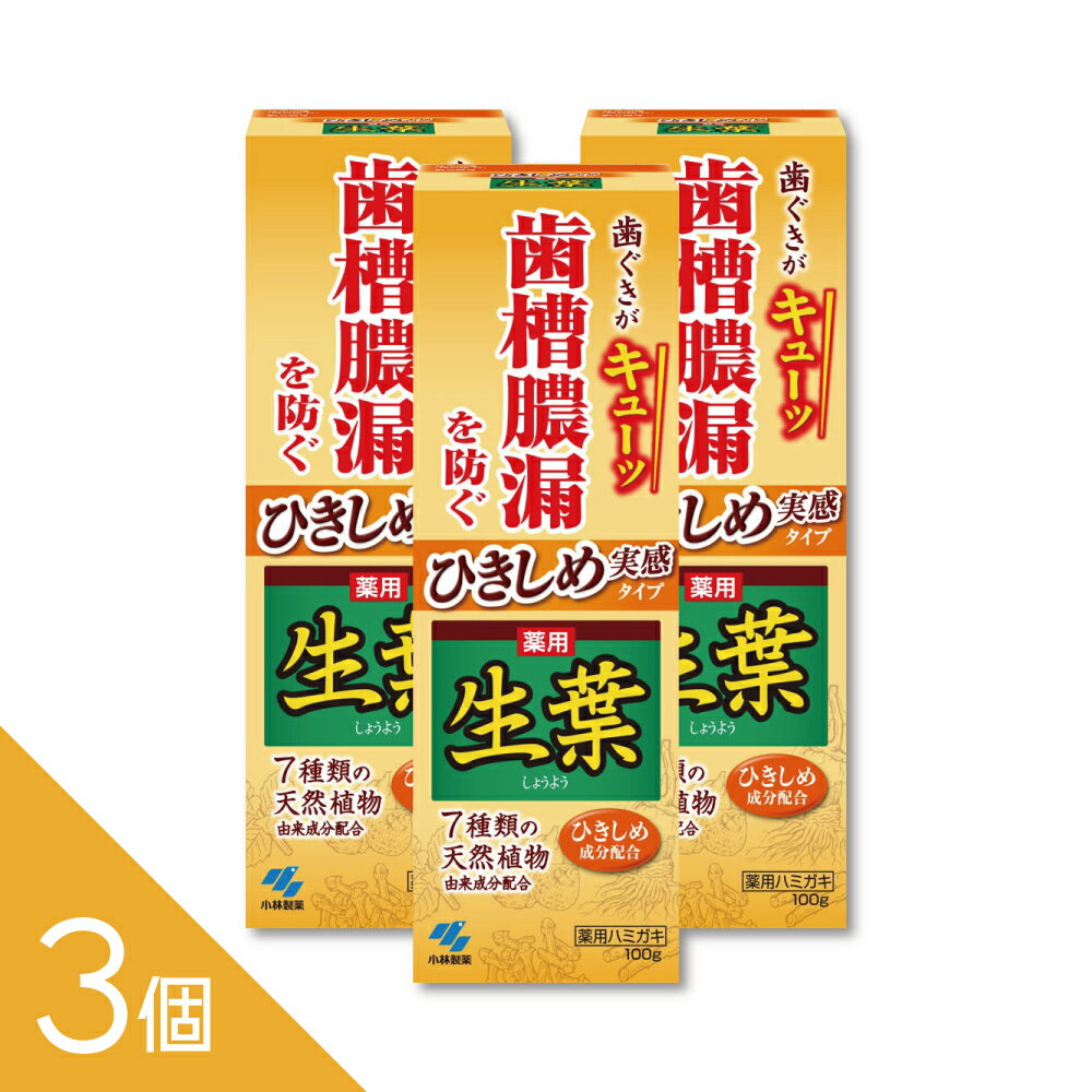 【3個】歯周病予防 歯肉炎 口臭ケア『ひきしめ生葉 100g』(薬用ハミガキ）【医薬部外品】