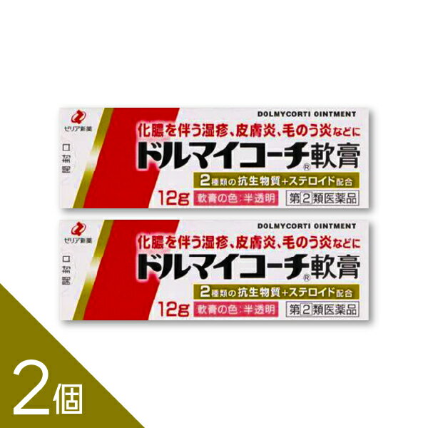 【2個】『ドルマイコーチ軟膏 12g』湿疹・皮膚炎・あせも・かぶれ・虫さされ・とびひ等に│抗菌・抗炎症薬【第(2)類医薬品】