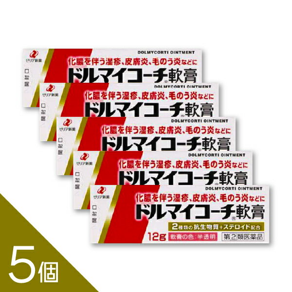 【5個】『ドルマイコーチ軟膏 12g』湿疹・皮膚炎・あせも・かぶれ・虫さされ・とびひ等に│抗菌・抗炎症薬【第(2)類医薬品】