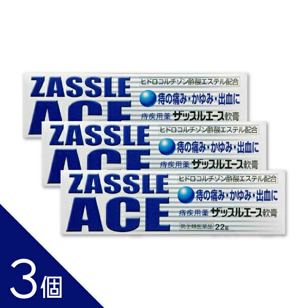 【3個】『ザッスルエース軟膏 22g』痔の痛み・かゆみ・出血に｜患部の炎症を鎮める痔疾患用軟膏【第(2)類医薬品】
