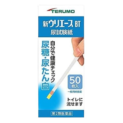 使用上の注意： ●してはいけないこと 検査結果から自分で病気の診断をしないこと。「尿糖又は尿たん白」が検出された場合には、できるだけ早く医師の診断を受けてください。 ●相談すること ・「尿糖又は尿たん白」が検出された場合には、医師にご相談ください。 ・「尿糖又は尿たん白」が検出されなくても、何らかの症状がある場合には医師にご相談ください。 ・医師の治療を受けている人は、ご使用前に担当医師又は薬剤師にご相談ください。 ●その他の注意 ・判定後のスティックは、そのままトイレ（大便器）に流すことができますが、小用便器には流さないでください。 ・検査結果（検査した年月日・時刻・結果等）を記録しておくことをおすすめします。 使用目的：尿中の糖（ブドウ糖）及びたん白（アルブミン）の検出 使用方法： ●検査の時間 ・原則として、尿たん白の場合は早朝尿（起床直後の尿）で、尿糖の場合は食後（1～2時間）の尿で検査をしてください。 ●検査前の注意 ・尿検査以外に使わないでください。 ・尿は出始めや終わりのものは使わず、途中の尿（中間尿）で検査してください。 ・時計（秒数が計れるもの）を用意してください。 ・吸湿お知らせ窓の色を見て、使えるかどうかを確認してください。 ・吸湿お知らせ窓（容器のフタ内側） 　青～うすい青：試験紙は使えます。 　白～うすいピンク：試験紙は使えなくなりました。 　奥には乾燥剤が入っていますが、取り出さないでください。 ●コップにとった尿で検査 ・コップは洗剤などをよく水で洗い流し、水をよく切ったものをご使用ください。紙・プラスチックのコップもご使用になれます。 ・コップに尿をとる（2センチぐらいの深さで十分です）。 ・スティックを容器から取り出し、すぐに密栓する（乾いた手で取り扱ってください）。 ・試験紙を尿に約1秒間浸す（余分に付いた尿は、コップの縁などで除いてください）。 ・尿に浸してから、たん白は10秒後、糖は30秒後の色を色調表と比較する。 　浸してから正確な時間後の色で判定してください。それぞれの秒数を過ぎると色が濃くなり、判定を誤る可能性があります。 　自然光又はそれに近い蛍光灯の下で判定してください。 ・判定後のスティックは、そのままトイレ（大便器）に流してお捨てください。配管内や浄化槽に不都合を起こすことはありません。 ●直接尿をかけて検査 ・スティックを容器から取り出し、すぐに密栓する（乾いた手で取り扱ってください）。 ・試験紙に尿を約1秒間かける。 ・余分な尿を除く（トイレットペーパーなどを試験紙の縁に軽くあて、吸い取ってください）。 ・尿をかけてから、たん白は10秒後、糖は30秒後の色を色調表と比較する。 　尿をかけてから正確な時間後の色で判定してください。それぞれの秒数を過ぎると色が濃くなり、判定を誤る可能性があります。 　自然光又はそれに近い蛍光灯の下で判定してください。 ・判定後のスティックは、そのままトイレ（大便器）に流してお捨てください。配管内や浄化槽に不都合を起こすことはありません。 ご使用に際しての注意： ●採尿に関する注意 ・尿を採るコップは清潔なものを使用してください。 ・洗剤などが残っている採尿コップを使用すると、多めの尿糖及び尿たん白が検出されたような結果が出ることがあります。 ・原則として、尿たん白の場合は早朝尿（起床直後の尿）で、尿糖の場合は食後（1～2時間）の尿で検査をしてください。 ・出始めの尿ではなく、数秒後の尿を採る、又は数秒後の尿で試験紙を濡らすようにしてください。 ・尿以外の異物が混入しないようにしてください。 ●検査手順に関する注意 ・採りたての新鮮な尿を用いてください。尿を長時間放置すると、試験結果が変わってくることがあります。 ・試験紙を取り出した後は、直ちに密栓してください。試験紙が吸湿すると性能が低下します。 ・フタの閉め方が不十分な場合、試験紙の成分が湿気を吸って、呈色反応が不良となります。 ・容器から取り出した試験紙は、すぐにお使いください。 ・試験紙に直接皮膚を触れないでください。 ・呈色にムラを生じないよう、試験紙を尿で完全に濡らしてください。 ・試験紙を長時間尿に浸したり、試験紙に尿をかけすぎたりすると、試薬が流れてムラになり、正しい判定結果が得られなくなりますので、濡らす時間は約1秒間を守ってください。 ・試験紙の表面に余分な尿が付いていると、判定結果に影響を与えることがあります。採尿コップの縁で取り除くか、トイレットペーパー等を試験紙の縁に軽くあてて吸い取ってください。 ・所定の判定時間に従って判定してください。 ●判定に関する注意 ・自然光又はそれに近い蛍光灯の下で行ってください。 ・色調表に試験紙を近づけて判定してください。 ・健康な人でも尿に微量の糖、たん白が含まれることがありますので、この場合には試験紙も多少色が変わることがあります。 ・尿糖検査は、尿中に多量のビタミンC（アスコルビン酸）があると、判定が少なめに出ることがあります（通常のジュースや果物の飲食による影響はありません）。 成分・分量：試験紙に含まれる主な成分（100枚あたり） ●尿糖試験紙 グルコースオキシダーゼ：371.4 IU ペルオキシダーゼ：47.6 IU o-トリジン：33.4 mg ●尿たん白試験紙 テトラブロムフェノールブルー：0.72 mg 保管及び取扱い上の注意： ・高温の所、直射日光の当たる所に保管しないでください。試験紙が使えなくなる原因となります。 ・密栓をして保管してください。密栓をしないと、試験紙が使えなくなる原因となります。 ・水に濡れる所で保管しないでください。試験紙が使えなくなる原因となります。 ・小児の手の届かない所に保管してください。 ・試験紙に直接皮膚を触れないでください。 ・容器のフタ内側に入っている乾燥剤は、取り出さないでください。 ・品質を保持するため、他の容器に入れ換えないでください。 ・使用前の試験紙の色調が変化している場合や、吸湿お知らせ窓の色が変化している場合には、試験紙の成分が劣化している可能性がありますので使用しないでください。 ・試験紙を切って使用しないでください。 ・使用期限を過ぎたものは使用しないでください。 ・保管時やフタの開閉時は、水濡れを避けてください。 ・開封後は、なるべく早めに使用してください。 ・必要な枚数の試験紙だけを取り出し、直ちに容器のフタをきちんと閉めて保管してください。フタの閉め方が不十分な場合、試験紙が湿気を吸って、使用期限内でも正しく検査できなくなります。 保管方法・有効期限： ・保管方法：室温保存（直射日光及び湿気を避け、密栓して涼しい所に保管してください）。冷蔵庫に保管しないでください。 ・有効期限：3年 判定の解釈：判定は下表のように解釈してください。 検査項目 尿たん白 尿糖 判定レベル ほとんど検出されずI 少し検出II 多めに検出III ほとんど検出されずI 少し検出II 多めに検出III 色調 （1）0（検出限界以下）（2）5mg/dL（3）15mg/dL （4）30mg/dL （5）100mg/dL（6）250mg/dL（7）750mg/dL （1）0（検出限界以下）（2）25mg/dL（3）50mg/dL （4）100mg/dL （5）150mg/dL（6）250mg/dL（7）500mg/dL 判定 今回の検査で、ほとんど尿たん白は検出されませんでした。 今回の検査で、少し尿たん白が検出されました。 今回の検査で、多めの尿たん白が検出されました。 今回の検査で、ほとんど尿糖は検出されませんでした。 今回の検査で、少し尿糖が検出されました。 今回の検査で、多めの尿糖が検出されました。 説明 採尿の時間（運動後）や薬剤の服用などが検査値に影響することがあります。早朝尿（起床直後の尿）でもう一度検査することをおすすめします。 早朝尿（起床直後の尿）でもう一度検査し、2回分の検査結果の記録を持って、医師にご相談ください。 採尿の時間（食事の前後）や薬剤の服用などが検査値に影響することがあります。食後（1～2時間）にもう一度検査することをおすすめします。 食後（1～2時間）にもう一度検査し、2回分の検査結果の記録を持って、医師にご相談ください。 色調の番号と、各色調での尿中のたん白、糖の濃度を示します。 お問い合わせ先：この検査薬に関してのお問い合わせは、お買い求めの薬局・薬店又は下記までご連絡ください。 テルモ株式会社 テルモ・コールセンター：0120-00-8178 受付時間：9：00～17：00（土・日・祝日を除く） 製造販売元：テルモ株式会社 〒151-0072 東京都渋谷区幡ヶ谷2丁目44番1号