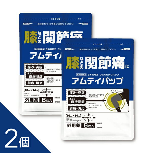 Rakuten - フェルビナク配合 大判パップ10×14cm 6枚入x2個｜肩・腰・ひざの関節痛に｜冷感タイプ 『アムティパップ』【第2類医薬品】