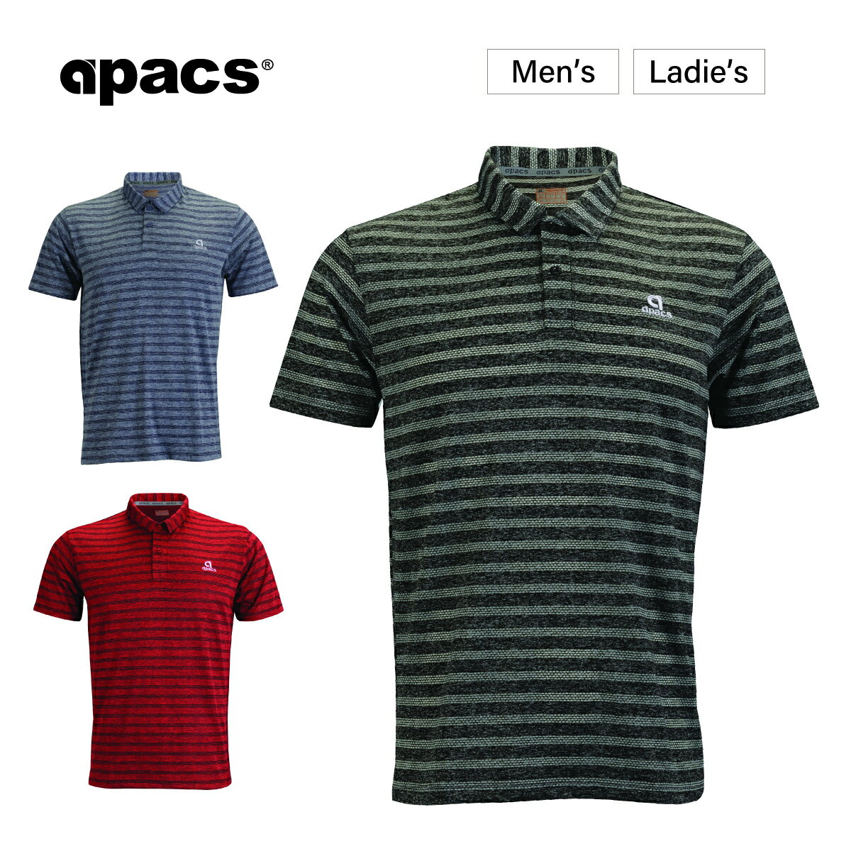 アパックス ゴルフウェア メンズ ゴルフ ウェア ゴルフシャツ 襟付き シャツ スポーツウェア 半袖 速乾 apacs CAS-13007