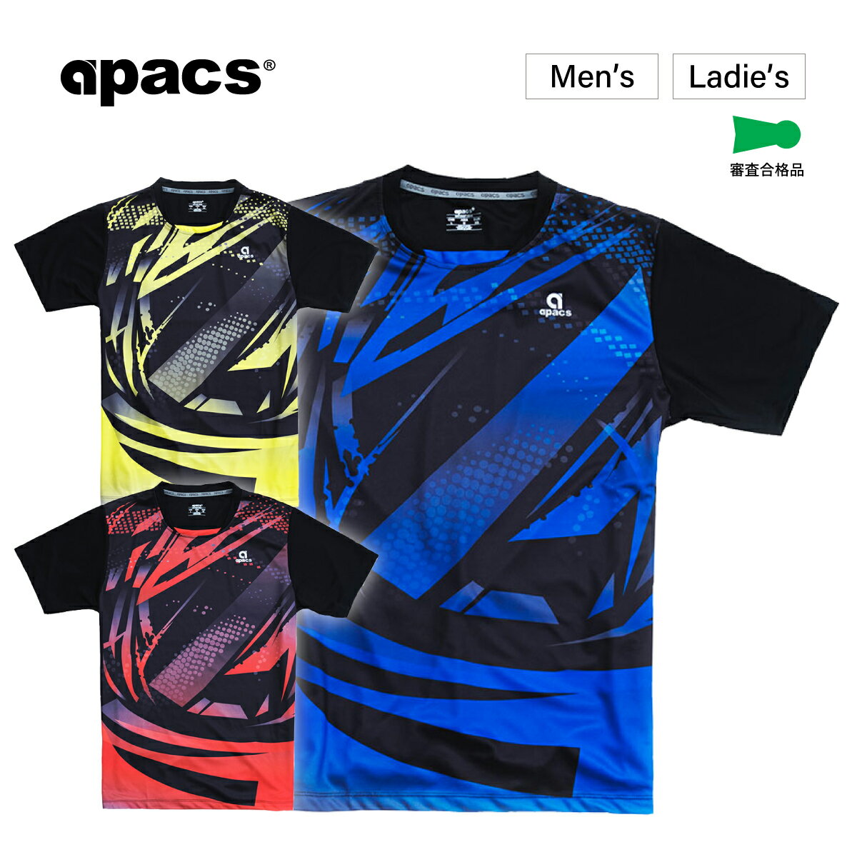 APACS バドミントンウェア テニスウェア バドミントン ウェア ゲームウェア テニス Tシャツ 半袖 メンズ レディース RN-10115