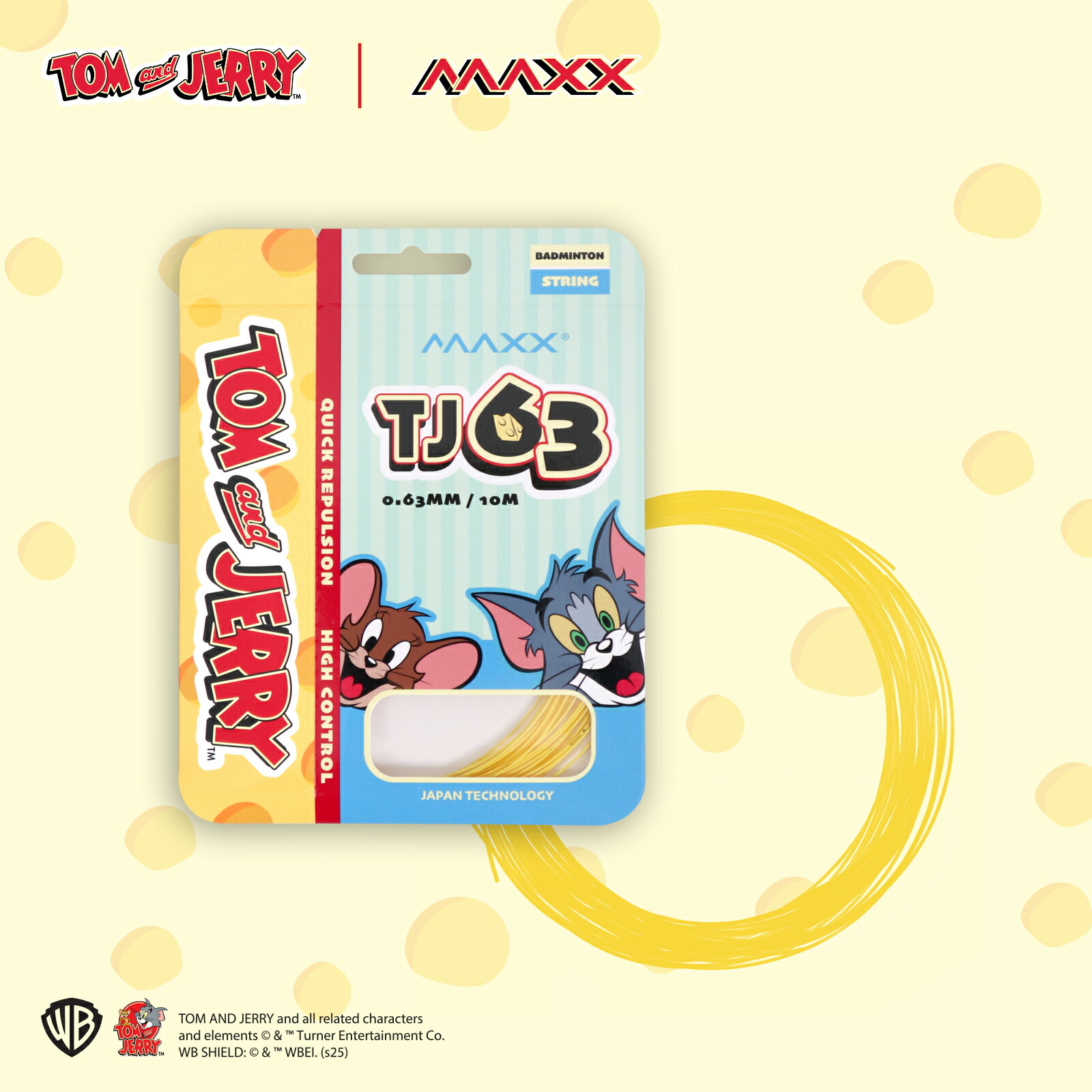 【予約販売 6月初旬頃発送予定】トム&ジェリー バドミントンストリング ガット 0.63mm 反発 コントロール TJ63