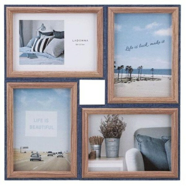 ウッディフレーム 4窓ネイビーブルー