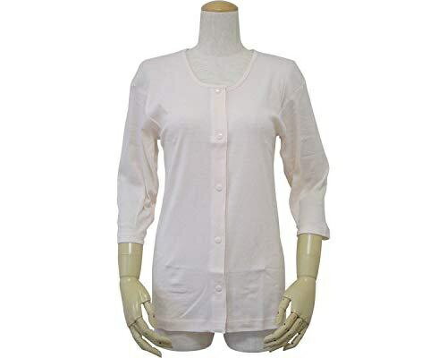 婦人前開き七分袖シャツ（プラスチックホック式）/43261　L　ピーチ