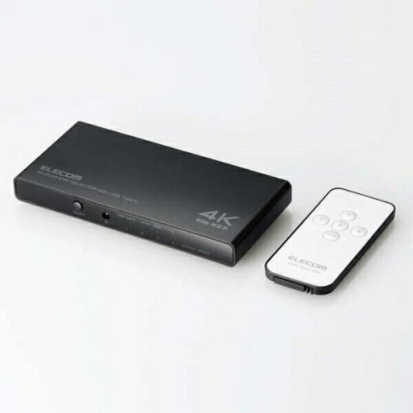 エレコム HDMI切替器/4K60Hz対応/4ポート/3入力(HDMI)+1入力(USB Type-C)・1出力(HDMI)/専用リモコン付/専用ACアダプター付き/ブラック DH-SW4KC41BK(2)
