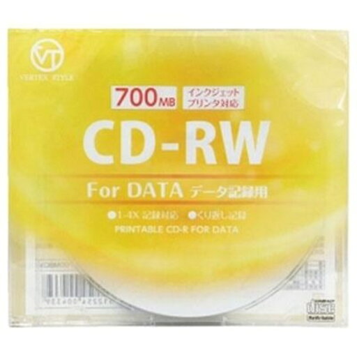 VERTEX CD-RW(Data) 繰り返し記録用 700MB 1-4倍速 1P インクジェットプリンタ対応(ホワイト) 1CDRWD.700MBCA VERTEX CD-RW(Data) 繰り返し記録用 700MB 1-4倍速 1P インクジェットプリンタ対応(ホワイト) 1CDRWD.700MBCA