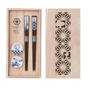 スヌーピー木箱入ペア染付箸セット