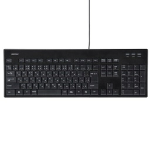 バッファロー USB接続 有線スタンダードキーボード 丸洗い対応モデル ブラック BSKBU12BK 1台 バッファロー USB接続 有線スタンダードキーボード 丸洗い対応モデル ブラック BSKBU12BK 1台