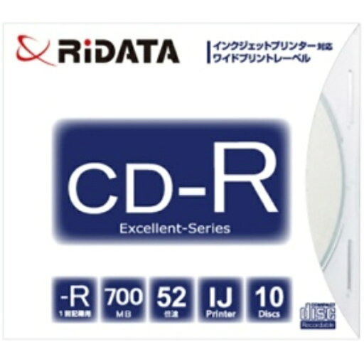 RiDATA(アールアイデータ) データ用CD−R 700MB 1−52倍速 ホワイトワイドプリンタブル 5mmスリムケース CD−R700EXWP.10RT SC N 1パック(10枚) RiDATA(アールアイデータ) データ用CD−R 700MB 1−52倍速 ホワイトワイドプリンタブル 5mmスリムケース CD−R700EXWP.10RT SC N 1パック(10枚)