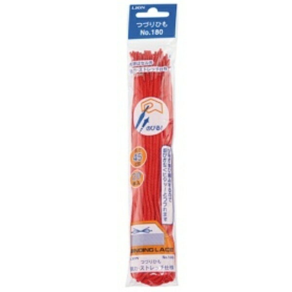 ライオン事務器 つづりひも 450mm 赤 セル先 PP糸ニット丸編 No.180 1パック（20本）